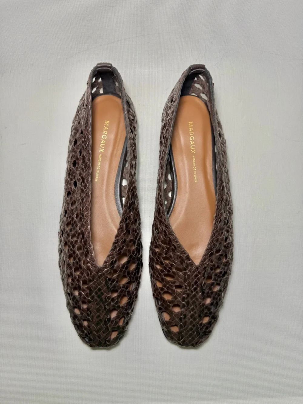 Margaux Woven Paz Brown Leather Flats - Picture 2 of 8